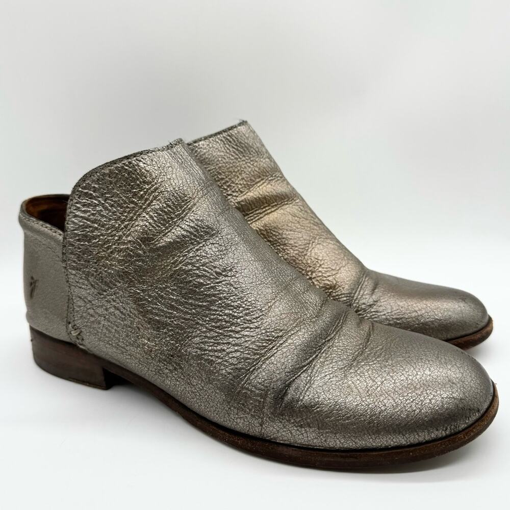 Frye Silver Ankle Booties with Metallic Finish